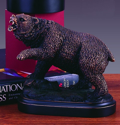 F Bear Bronze Plated Resin Sculpture - 6 X 3 X 5 In.