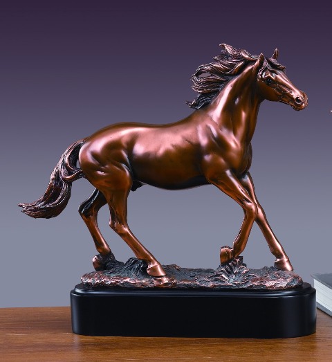 F53188 Horse Bronze Plated Resin Sculpture - 14 X 4 X 12.5 In.