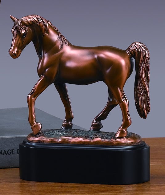 F53189 Horse Bronze Plated Resin Sculpture - 5.5 X 3 X 7 In.