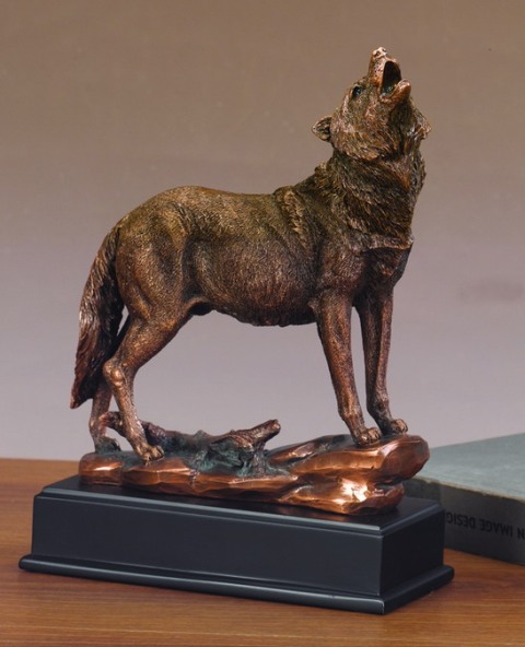 F53197 Wolf Bronze Plated Resin Sculpture