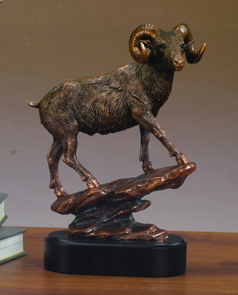 F53208 Ram Bronze Plated Resin Sculpture