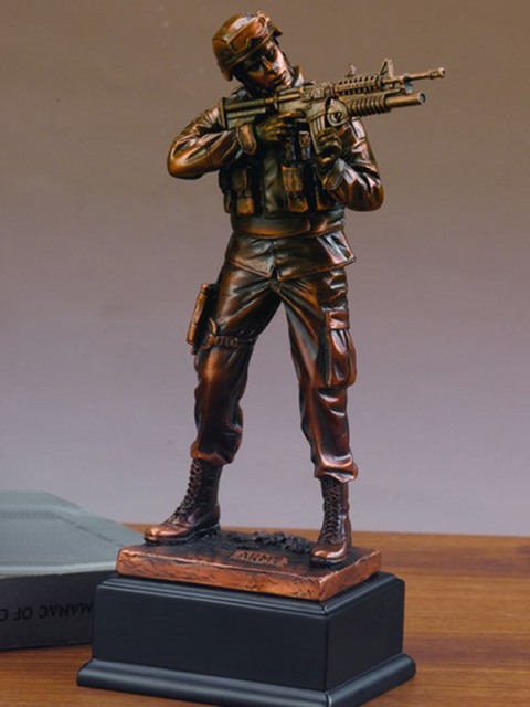 F Army Bronze Plated Resin Sculpture