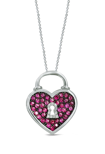 Diamond Ruby Heart Necklace