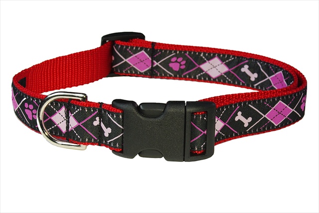 Argyle Black3-c Argyle Dog Collar, Black - Medium