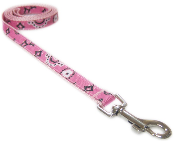 Bandana Pink1-l 4 Ft. Bandana Dog Leash, Pink - Extra Small