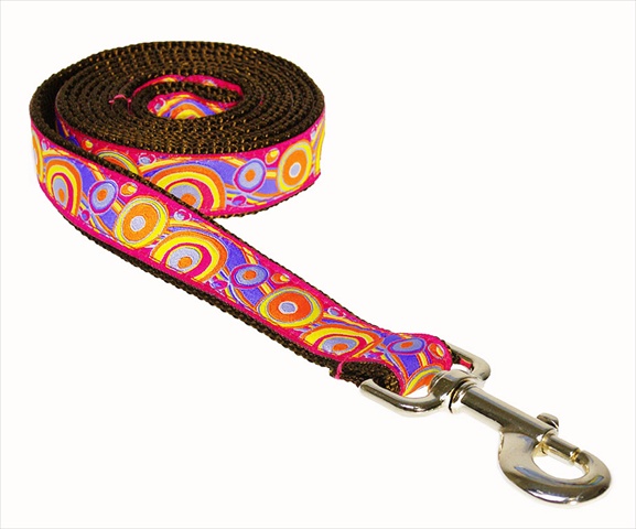 Circles And Waves-orgn2-l 4 Ft. Circles And Waves Dog Leash, Pink & Orange - Small