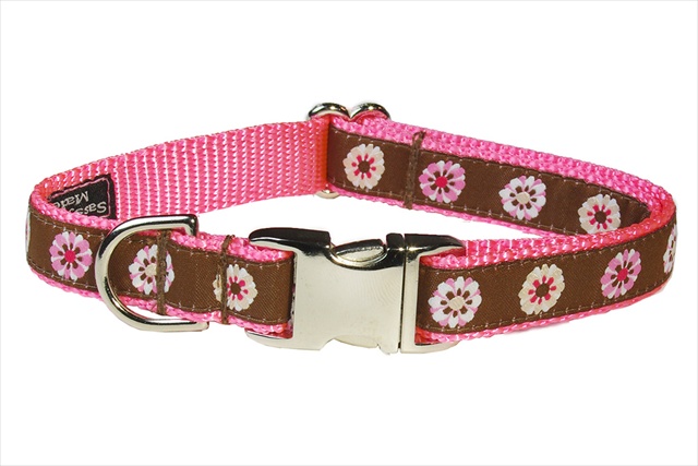 Fashion Flower-pink Web2-c Fashion Flower Dog Collar, Pink - Small