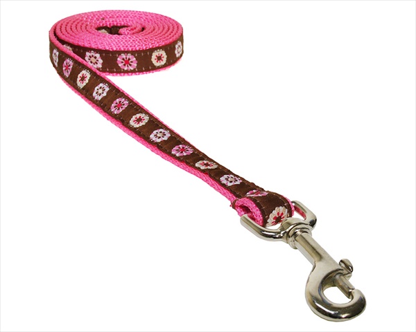 Fashion Flower-pink Web3-l 6 Ft. Fashion Flower Dog Leash, Pink - Medium
