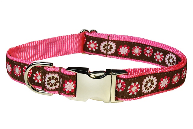 Fashion Flower-pink Web4-c Fashion Flower Dog Collar, Pink - Large
