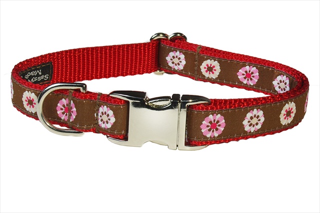 Fashion Flower-red Web2-c Fashion Flower Dog Collar, Red - Small