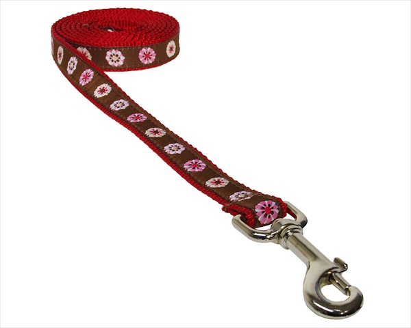 Fashion Flower-red Web3-l 6 Ft. Fashion Flower Dog Leash, Red - Medium