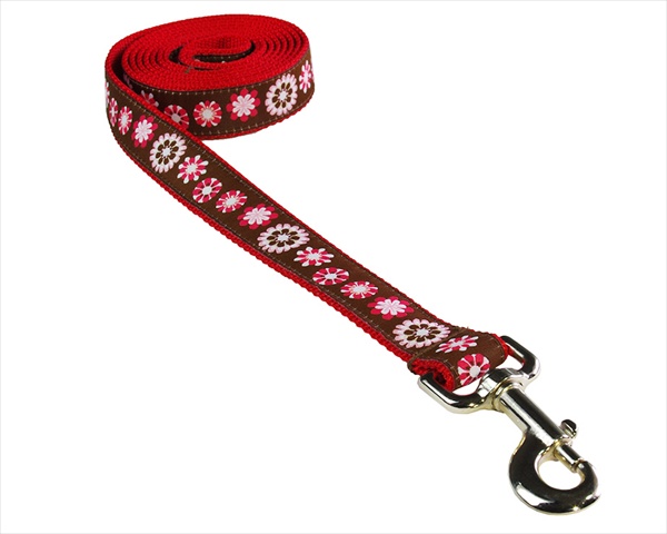 Fashion Flower-red Web4-l 6 Ft. Fashion Flower Dog Leash, Red - Large