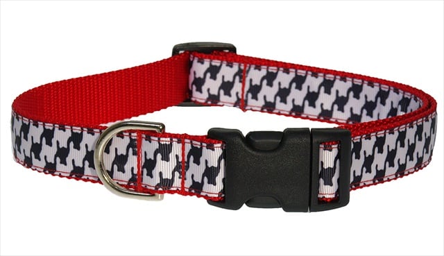 Herringbone-white-blk.2-c Houndstooth Dog Collar, Black & White - Small