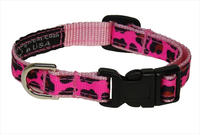 Leopard Dog Collar, Pink - Extra Small