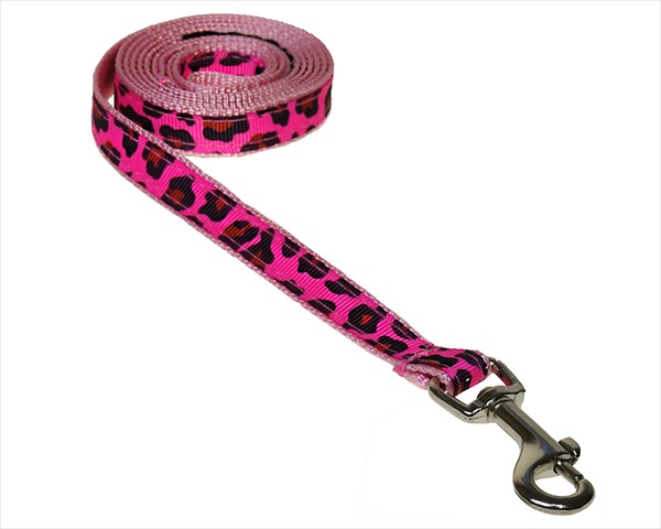 4 Ft. Leopard Dog Leash, Pink - Extra Small