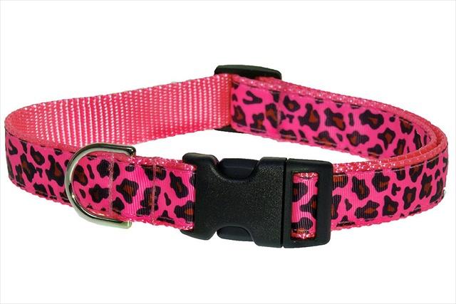 Leopard Dog Collar, Pink - Small