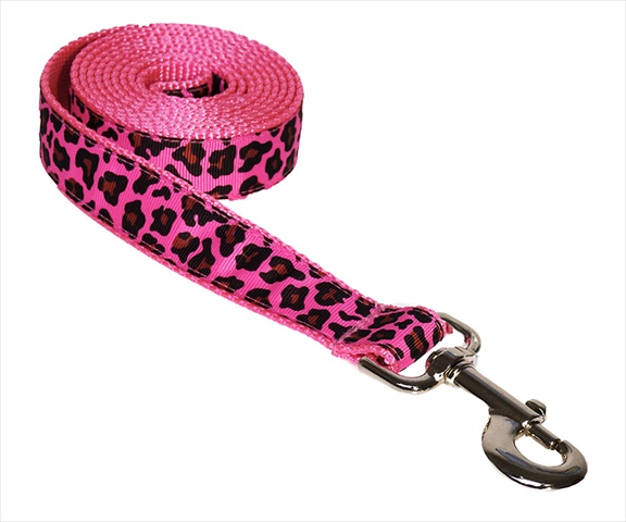 4 Ft. Leopard Dog Leash, Pink - Small