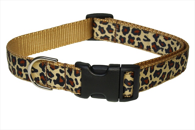 Leopard Dog Collar, Natural - Medium