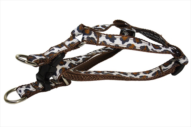 Leopard Dog Harness, White & Brown - Extra Small