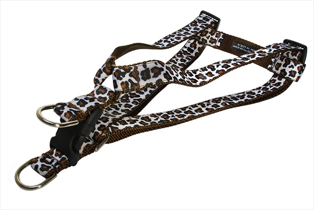 Leopard Dog Harness, White & Brown - Large