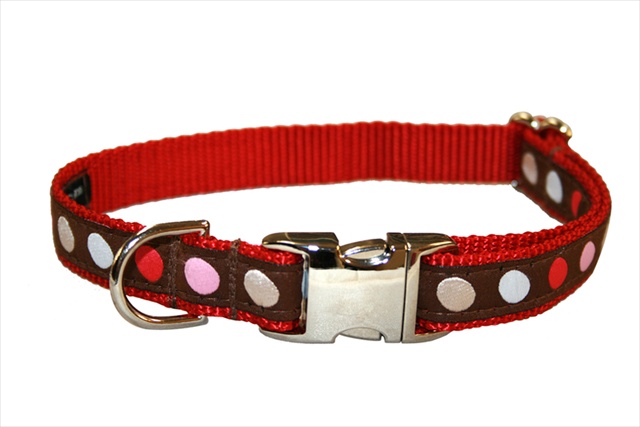 Polka Dot-brn-multi3-c Dot Dog Collar, Brown & Multi - Medium