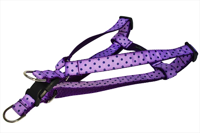 Polka Dot-orchid-navy3-h Polka Dot Dog Harness, Orchid & Navy - Medium