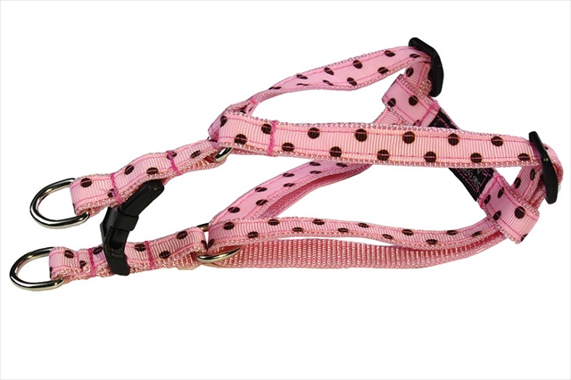 Polka Dot-pink-brown1-h Polka Dot Dog Harness, Pink & Brown - Extra Small