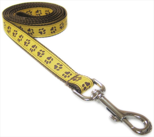 Puppy Paws-yellow3-l 6 Ft. Puppy Paws Dog Leash, Yellow & Brown - Medium
