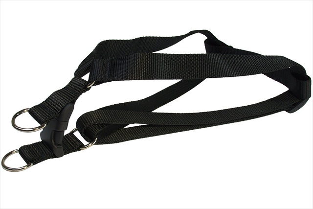 Solid Black Med-h Nylon Webbing Dog Harness, Black - Medium