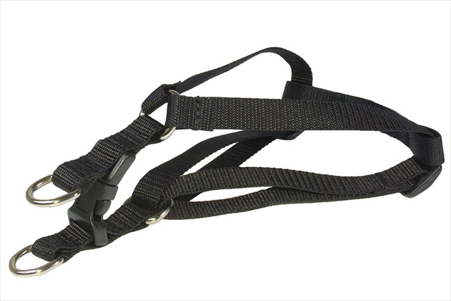 Solid Black Xs-h Nylon Webbing Dog Harness, Black - Extra Small