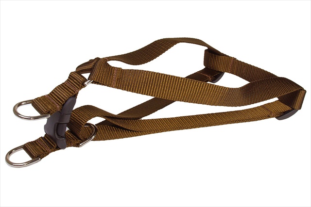 Solid Brown Med-h Nylon Webbing Dog Harness, Brown - Medium