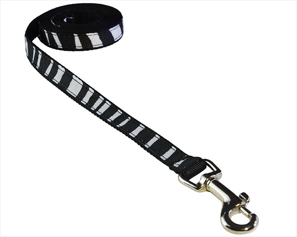 Zebra-white-blk.1-l 4 Ft. Zebra Dog Leash, White & Black - Extra Small