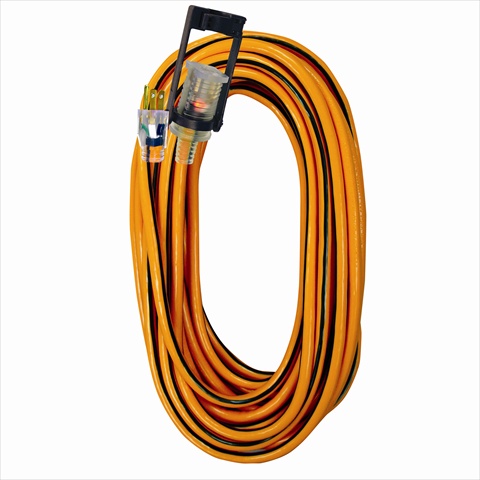 05-00111 25 Ft. Extension Cord With E-zee Lock, 3-conductor - Orange & Black, Case Of 6