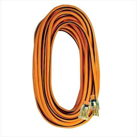 05-00341 25 Ft. Extension Cord With Lighted Ends, 3-conductor - Orange & Black, Case Of 12
