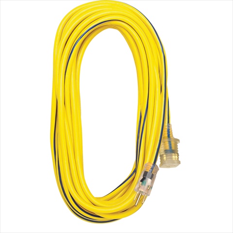 25 Ft. Extension Cord With Lighted Ends, 3-conductor - Yellow & Blue, Case Of 12