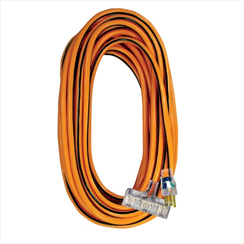 25 Ft. Sjtw Orange-black Power Block Extension Cord With Lighted End, Case Of 12