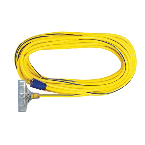50 Ft. Sjtw Yellow-blue Power Block Extension Cord With Lighted End, Case Of 4