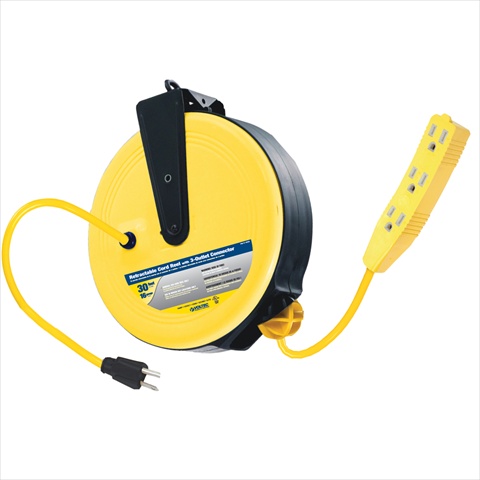 07-00282 30 Ft. Sjtw 3-outlet Retractable Reel, Indoor Plug, Case Of 4