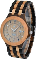 Zs-w078a Unisex Biscayne Black Sandalwood & Maple Wood Watch