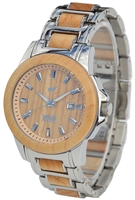 Zs-1036g Mens Chesapeake Silver Stainless Steel & Maple Wood Watch