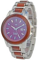 Zs-1036g Mens Chesapeake Silver Stainless Steel & Red Sandalwood Watch