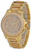 Zs-1036g Mens Chesapeake Gold Stainless Steel & Maple Wood Watch