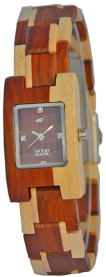Zs-w052a Womens Glacier Maple Wood Watch & Red Sandalwood Watch
