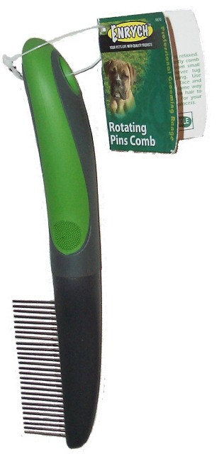 9870 Rotating Pins Pet Comb, Green And Gray Series