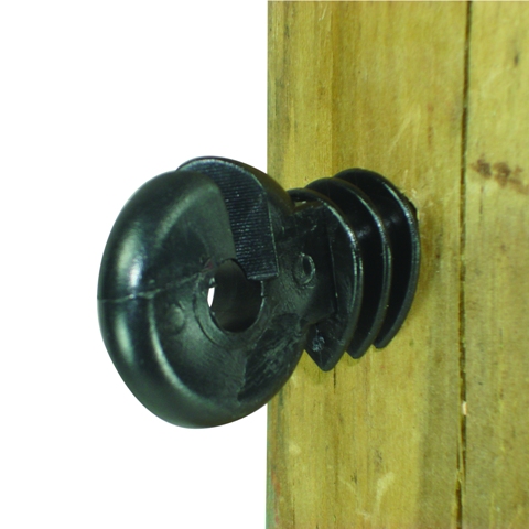 Wood Post, Screw In Ring Insulator - Polyrope, Black