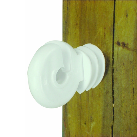 Wood Post, Screw In Ring Insulator - Polyrope, White