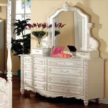 Idf-7519d Victoria Solid Wood Pearl White Dresser