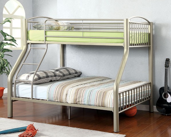 Idf-bk1037tf Silver Contemporary Twin & Full Bunk Bed