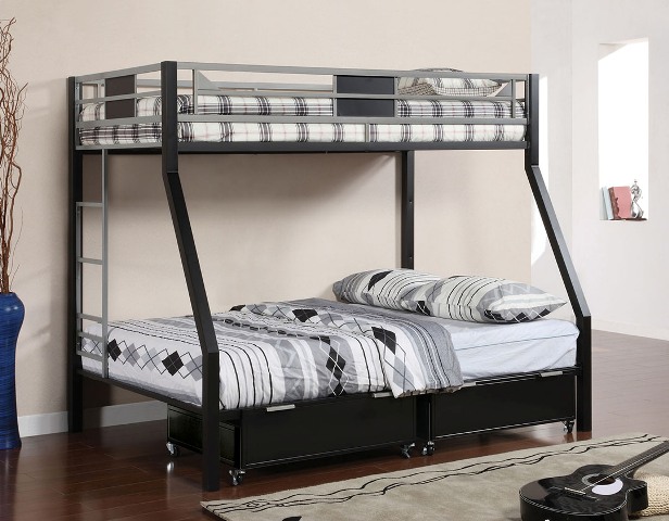 Idf-bk1022 Clifton Metal Twin Full Bunk Bed With Drawers
