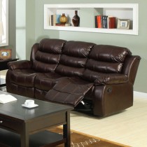 Idf-6551-s Berkshire Rustic Dark Brown Recliner Sofa